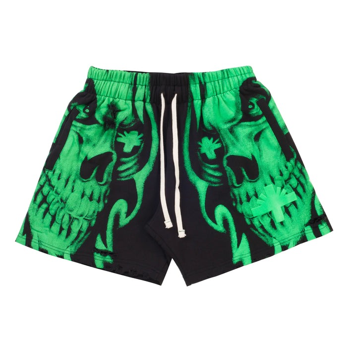 Vertabrae Skull Shorts Green Vertabrae Skull Shorts Green